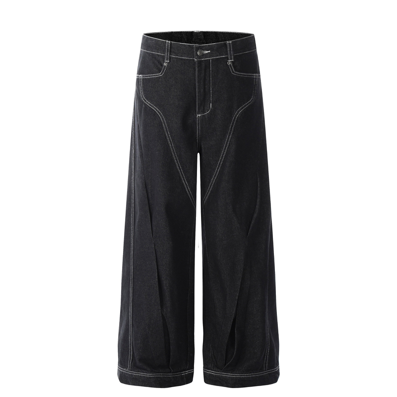 Omirad Contrast-Stitch Wide-Leg Jeans | Bold Denim Silhouette