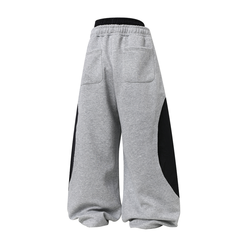 Double-Waist Stripe Wide-Leg Sweatpants | Oversized Streetwear