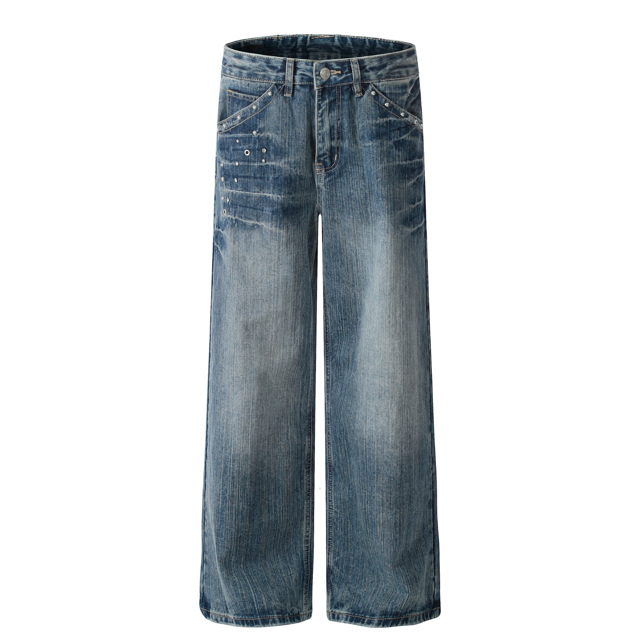 Studded Vintage Wide-Leg Jeans | Streetwear Denim