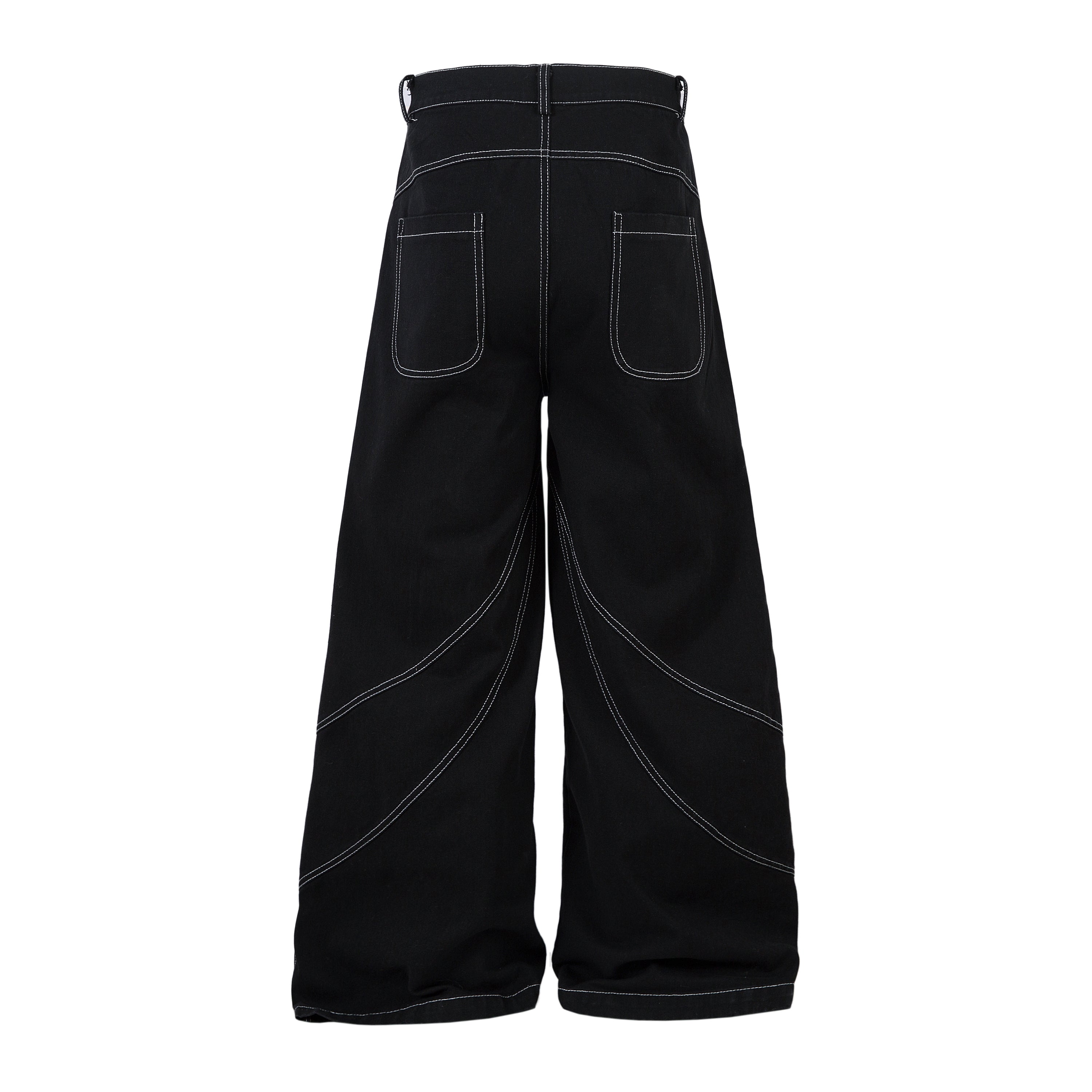 Tribal Embroidery Wide-Leg Jeans | Y2K Black Baggy Denim