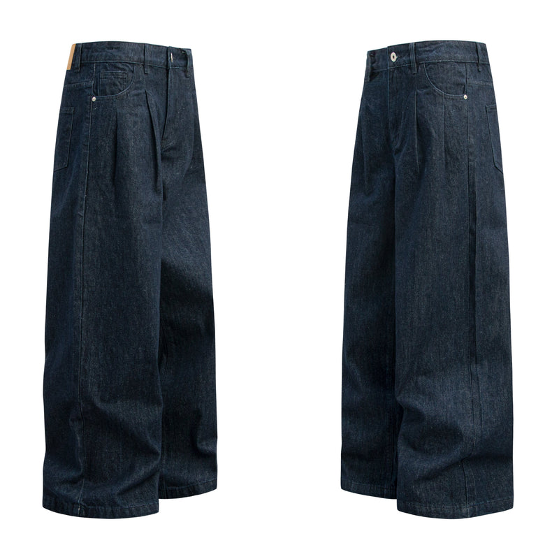 Omirad Raw Dark Wide-Leg Denim Pants | Deep Indigo