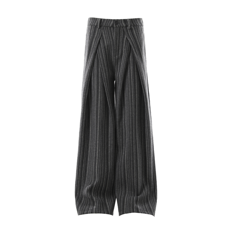 Omirad Pleated Panel Wide-Leg Trousers | Striped Drape Pants