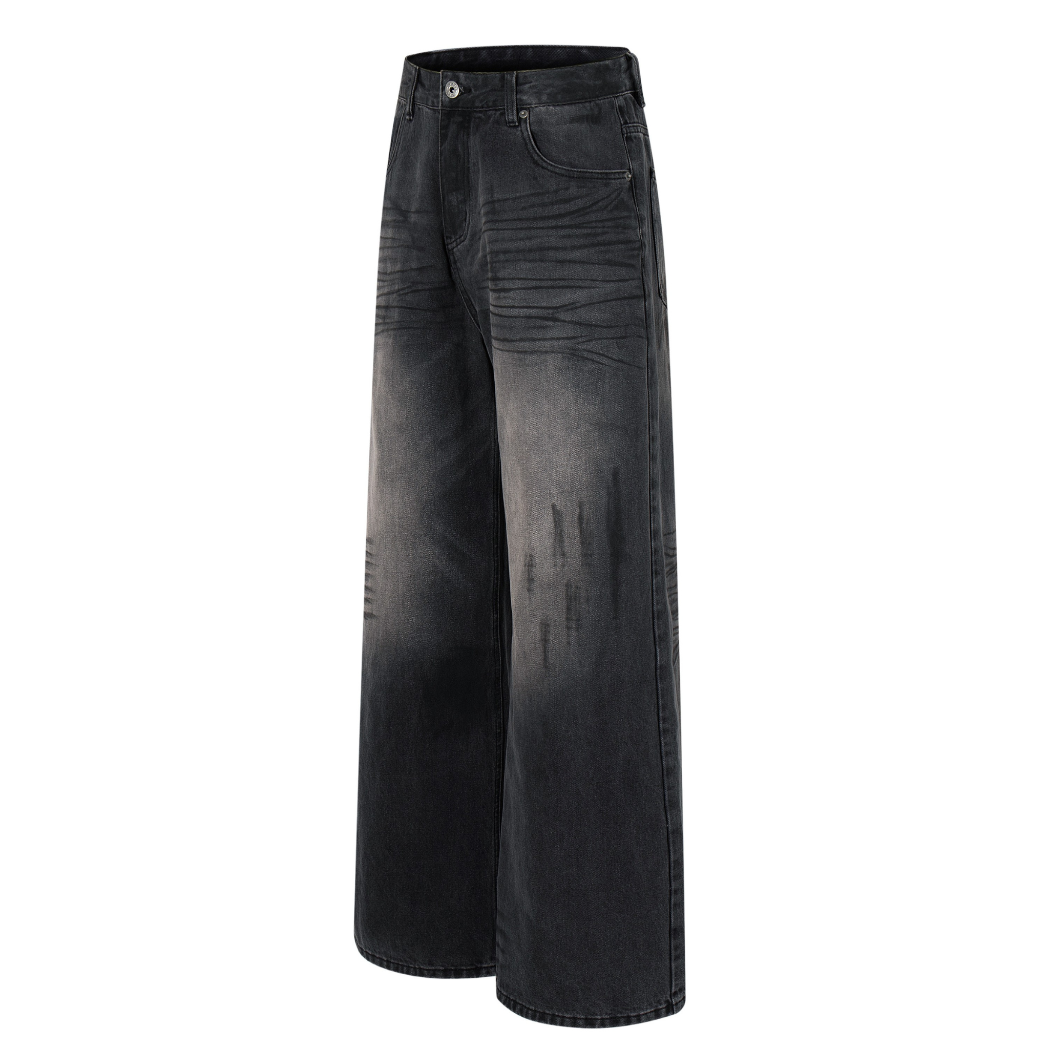 Omirad Distressed Fade Wide-Leg Jeans | Shadow Wash Denim