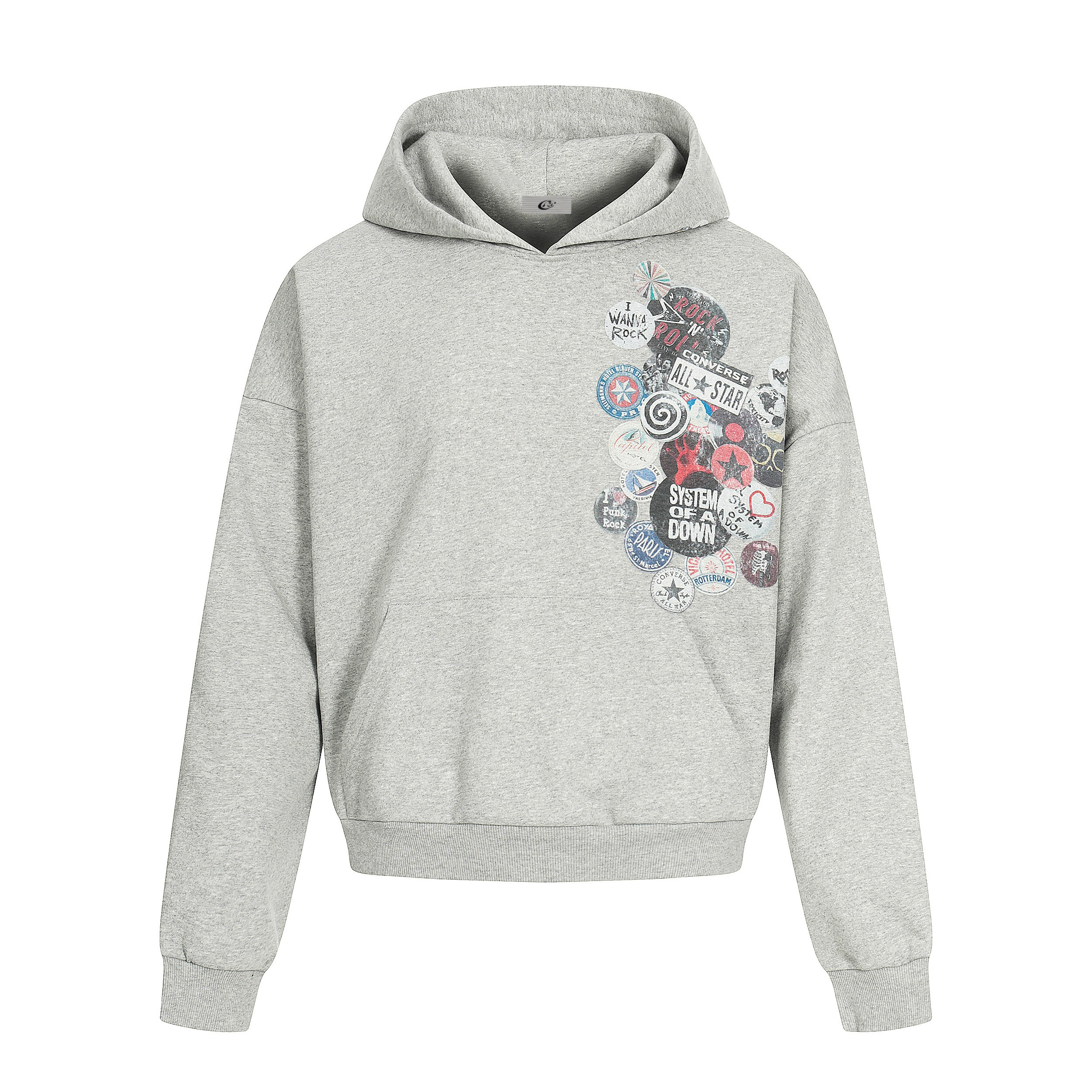 Retro Badge Graphic Hoodie | Vintage Collage Print Streetwear