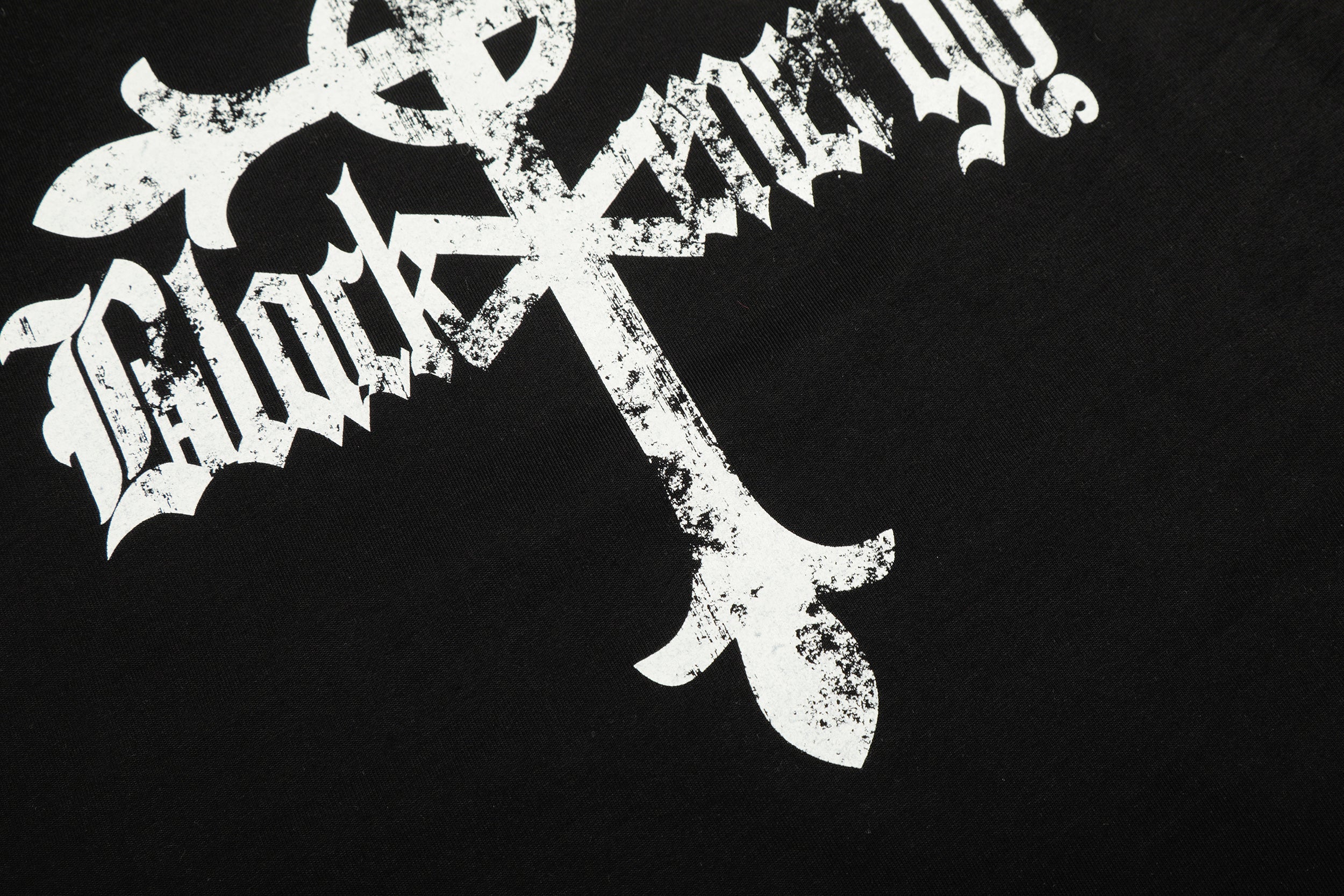 Gothic Cross Graphic Raglan Long Sleeve Tee | Striped Sleeves