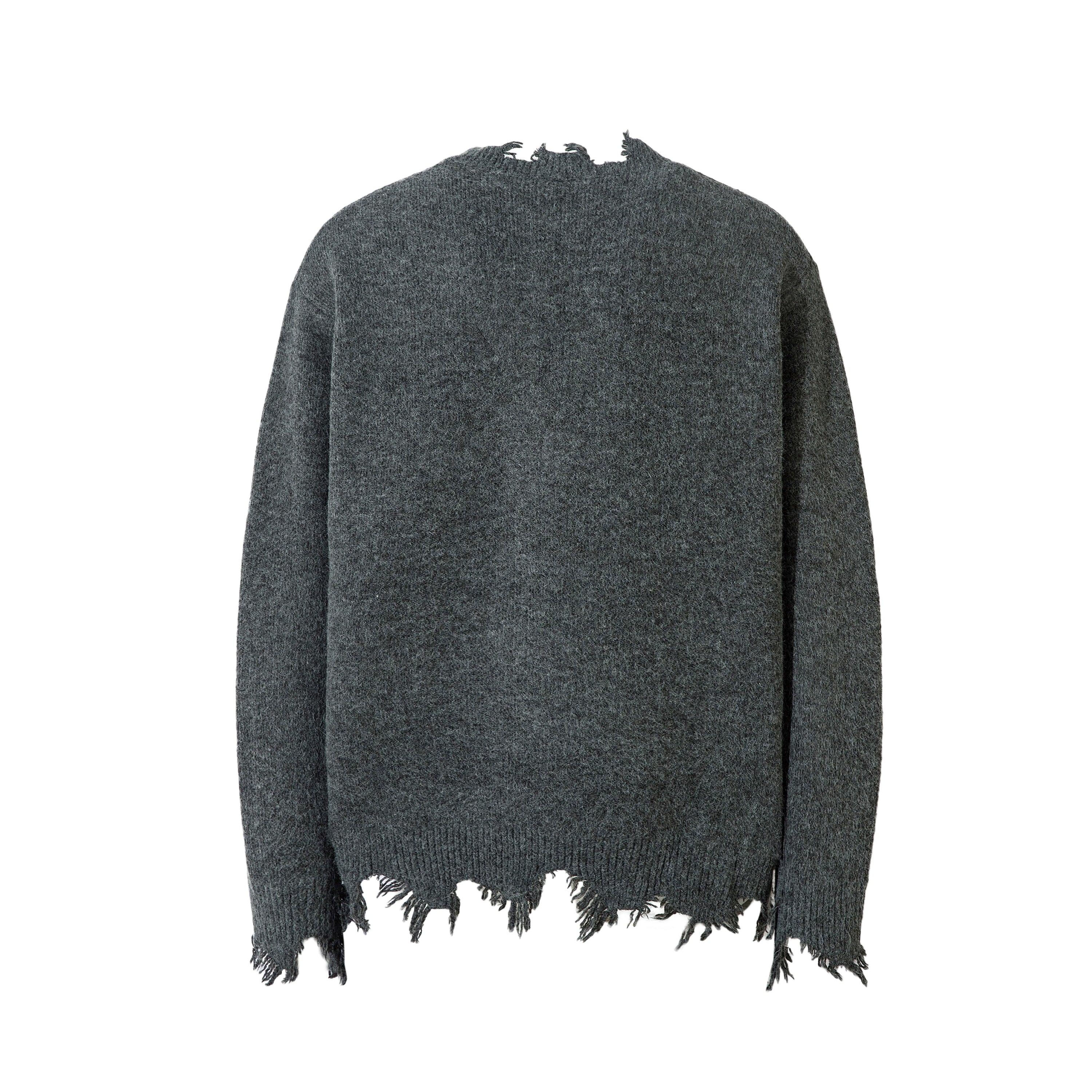 Distressed Hem Half-Zip Knit Sweater | Streetwear Black
