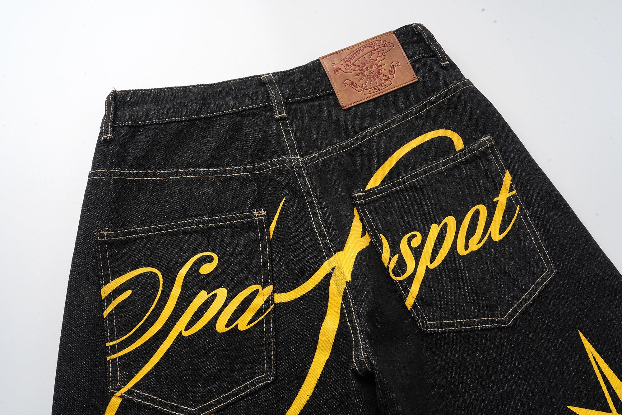 Omirad Star Script Wide-Leg Jeans | Bold Back Graphic Denim