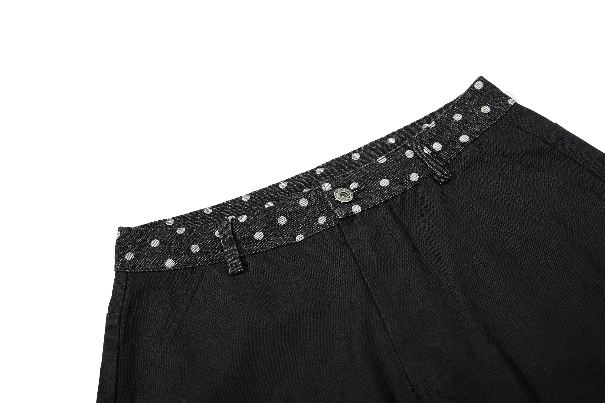 Polka Dot Panel Wide-Leg Denim Jeans | Script Graphic Print