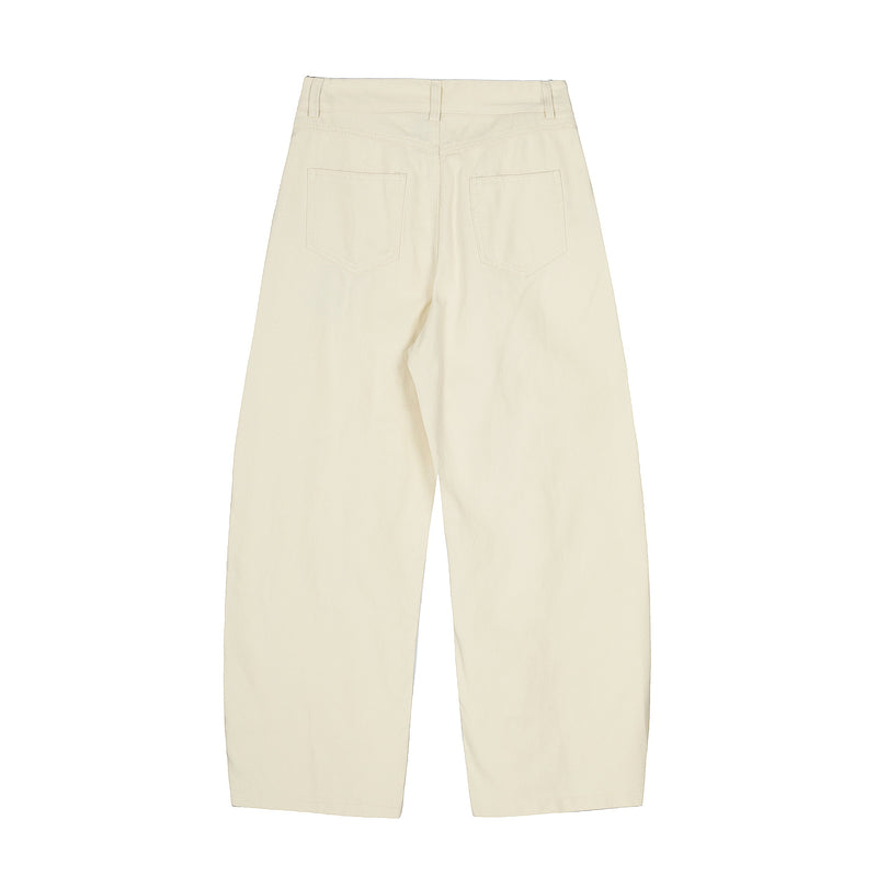Plaid Tie-Belt Arc Wide-Leg Pants | 100% Cotton Streetwear