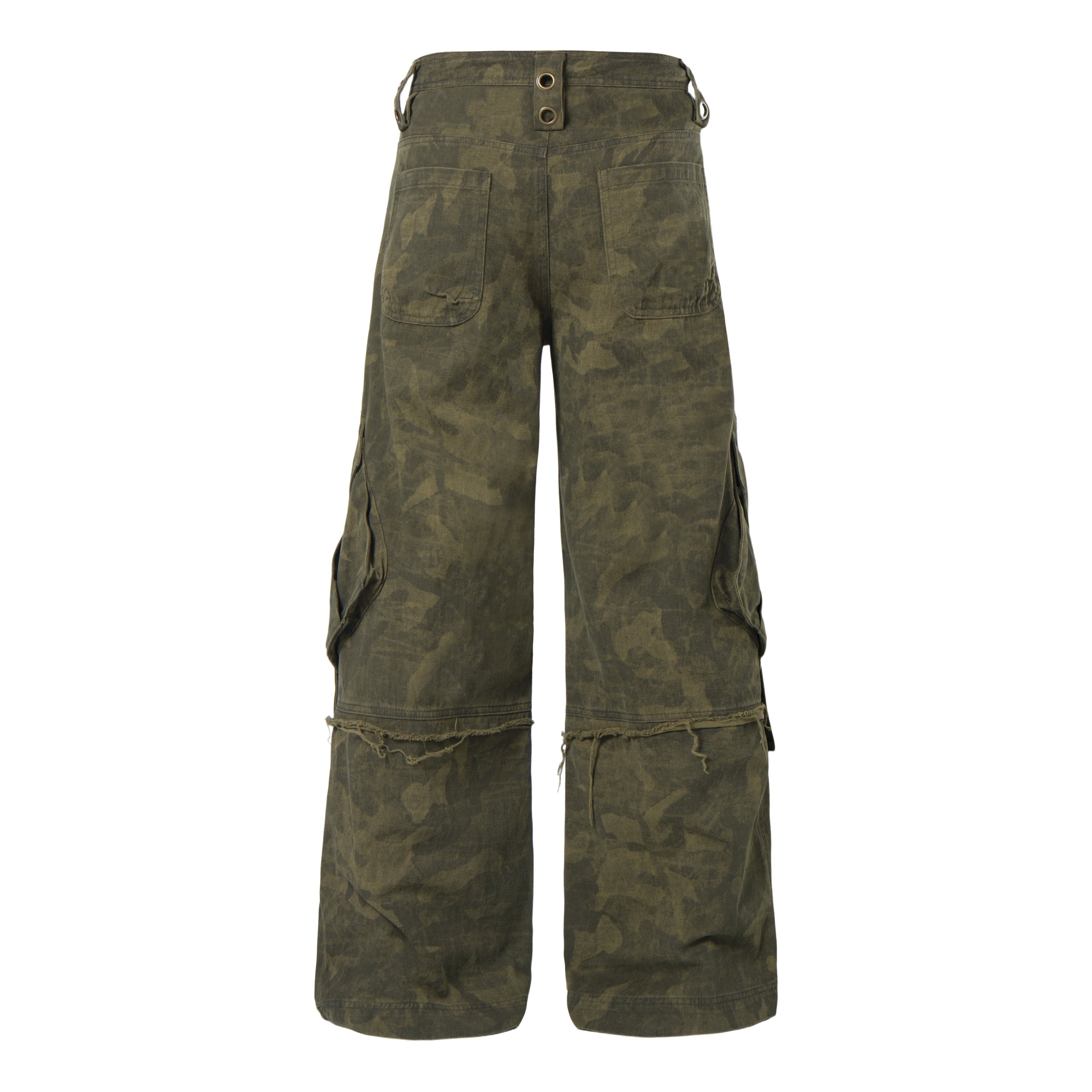 Distressed Camo Multi-Pocket Cargo Pants | Streetwear