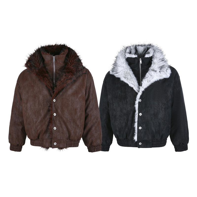 Faux Fur-Lined Corduroy Bomber Jacket | Omirad by SEAKOFF