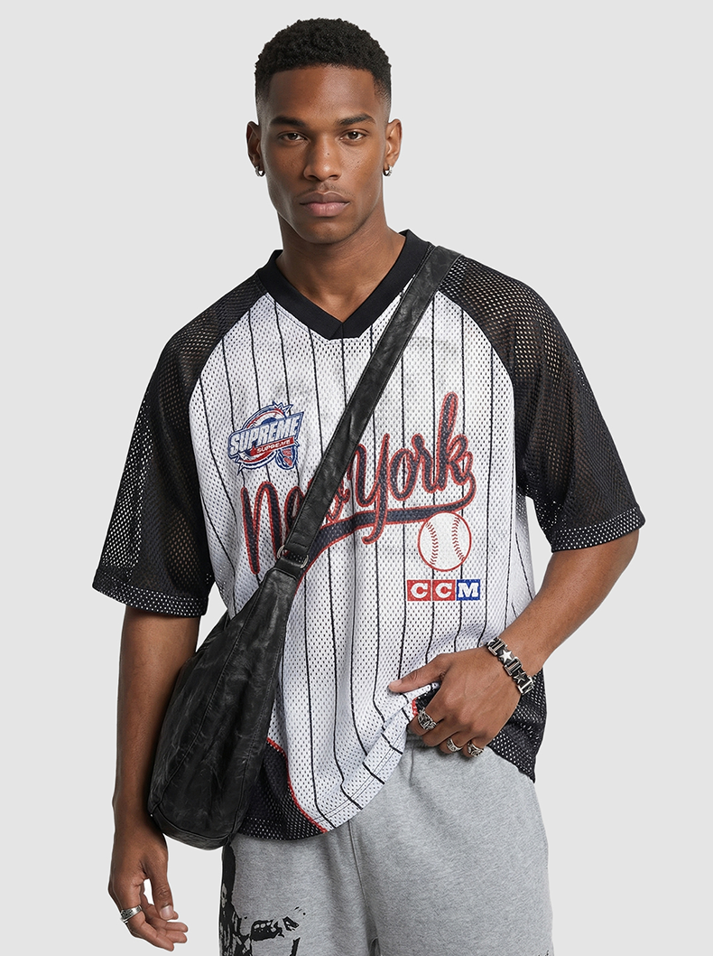 Omirad New York 89 Pinstripe Mesh Jersey T-Shirt
