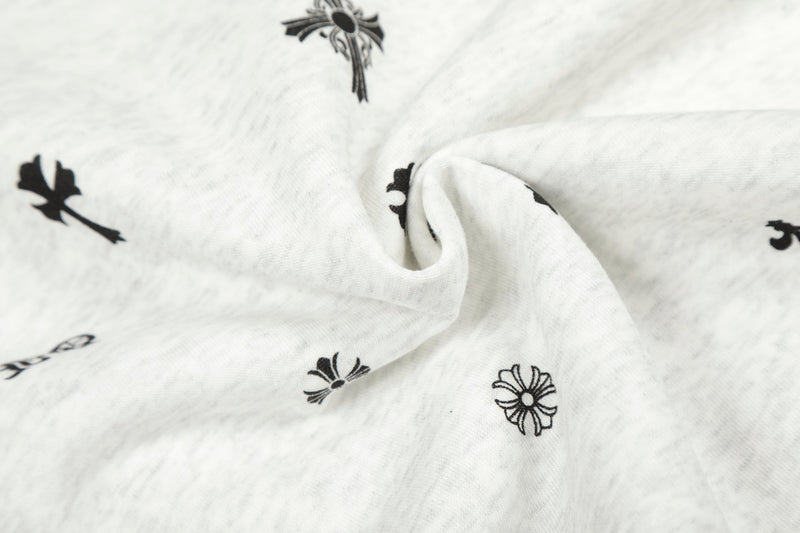 All-Over Gothic Cross Print Hooded Zip Jacket | Streetwear