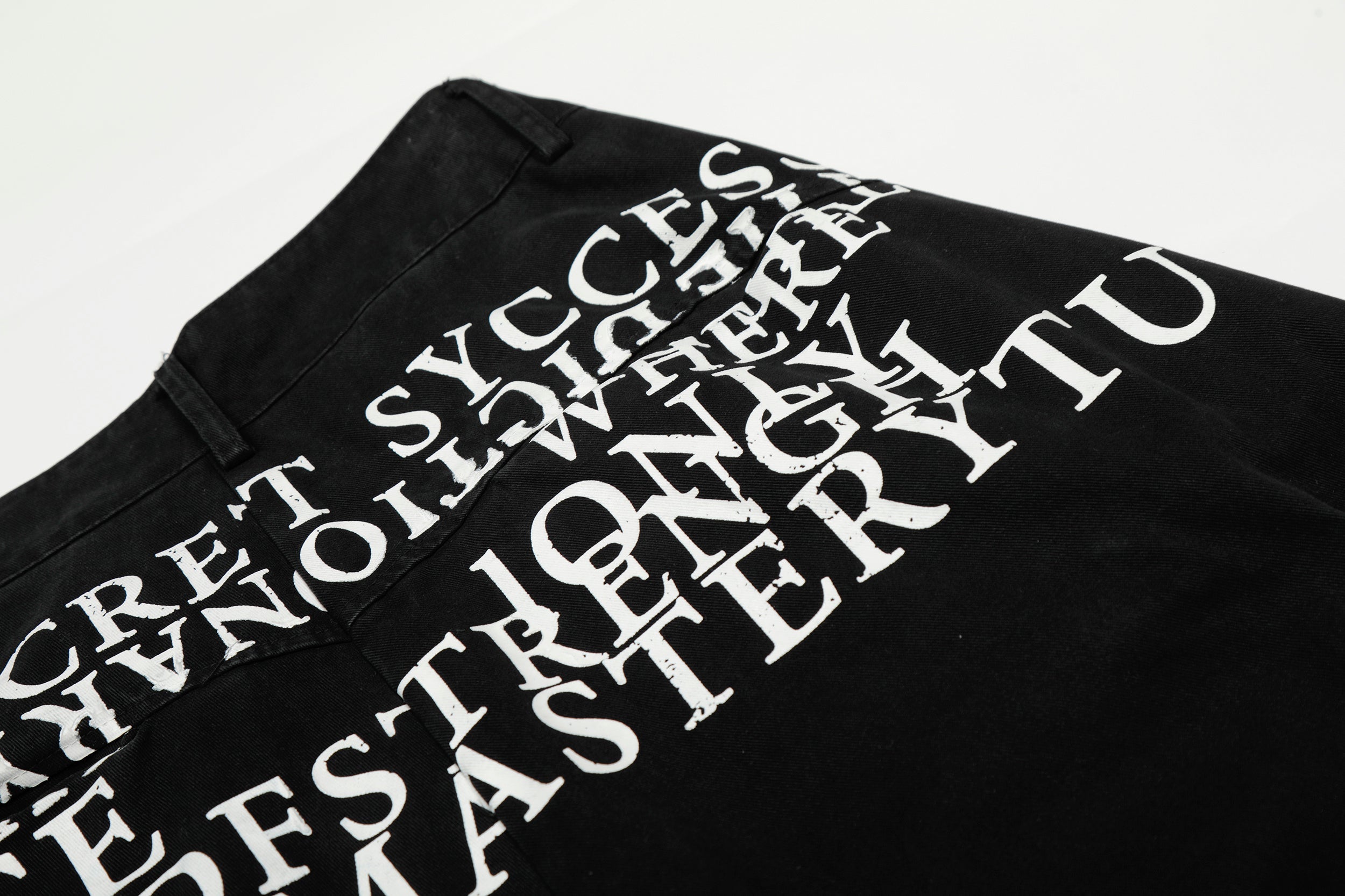 Omirad Typography Cargo Wide-Leg Pants | Black Streetwear
