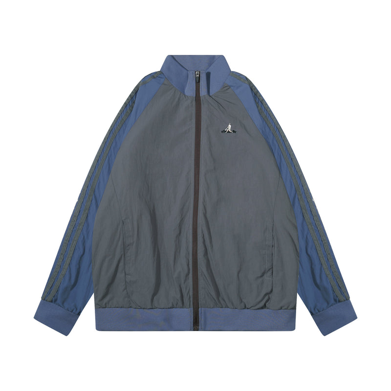 Omirad Retro Track Zip Jacket | Triple-Stripe Nylon Windbreaker