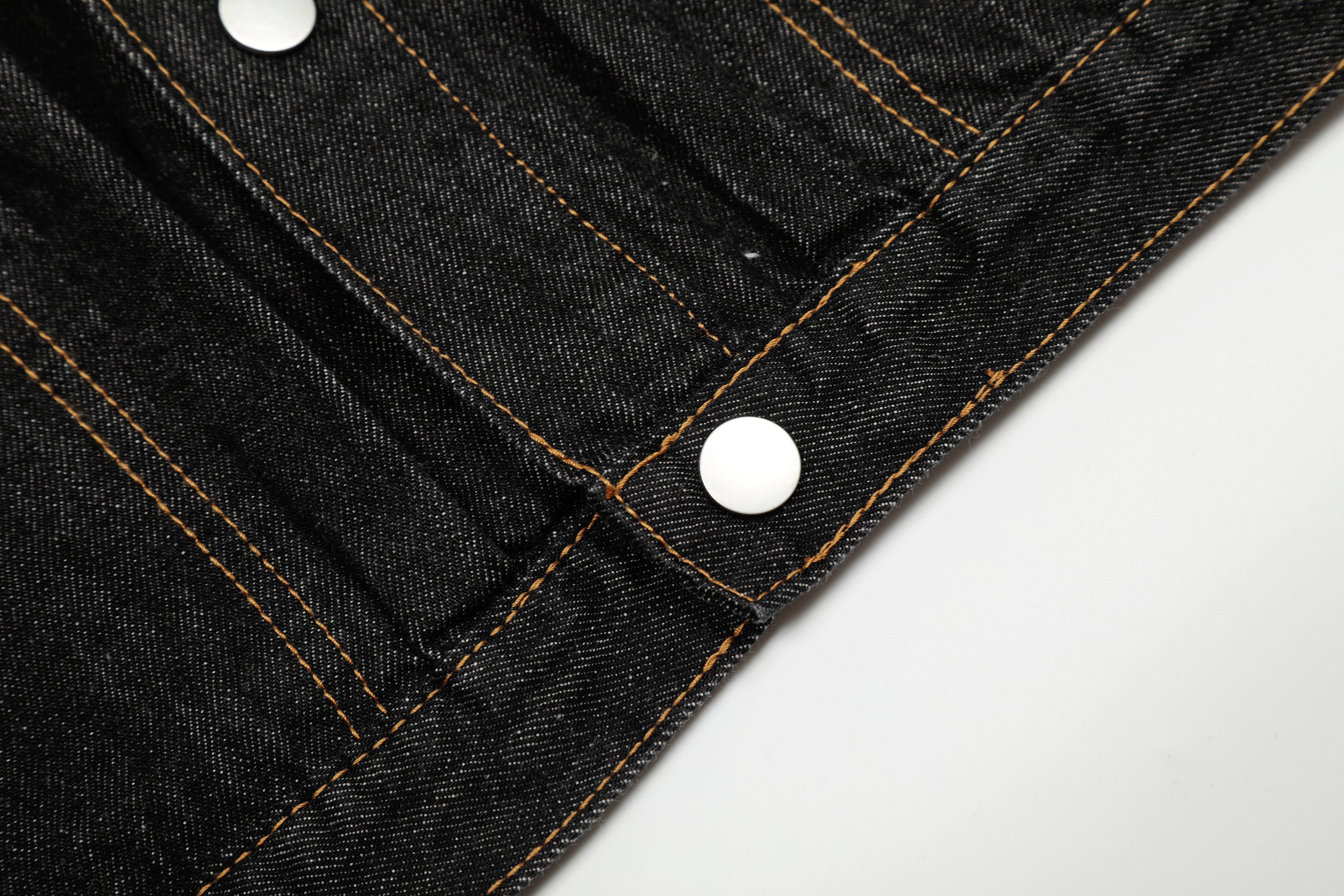 Omirad Raw Black Cropped Denim Jacket | Contrast Stitch
