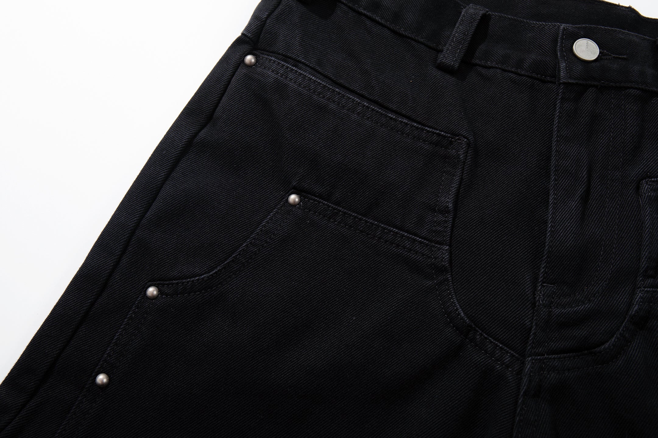 Omirad Studded Utility Wide-Leg Jeans | Black Denim