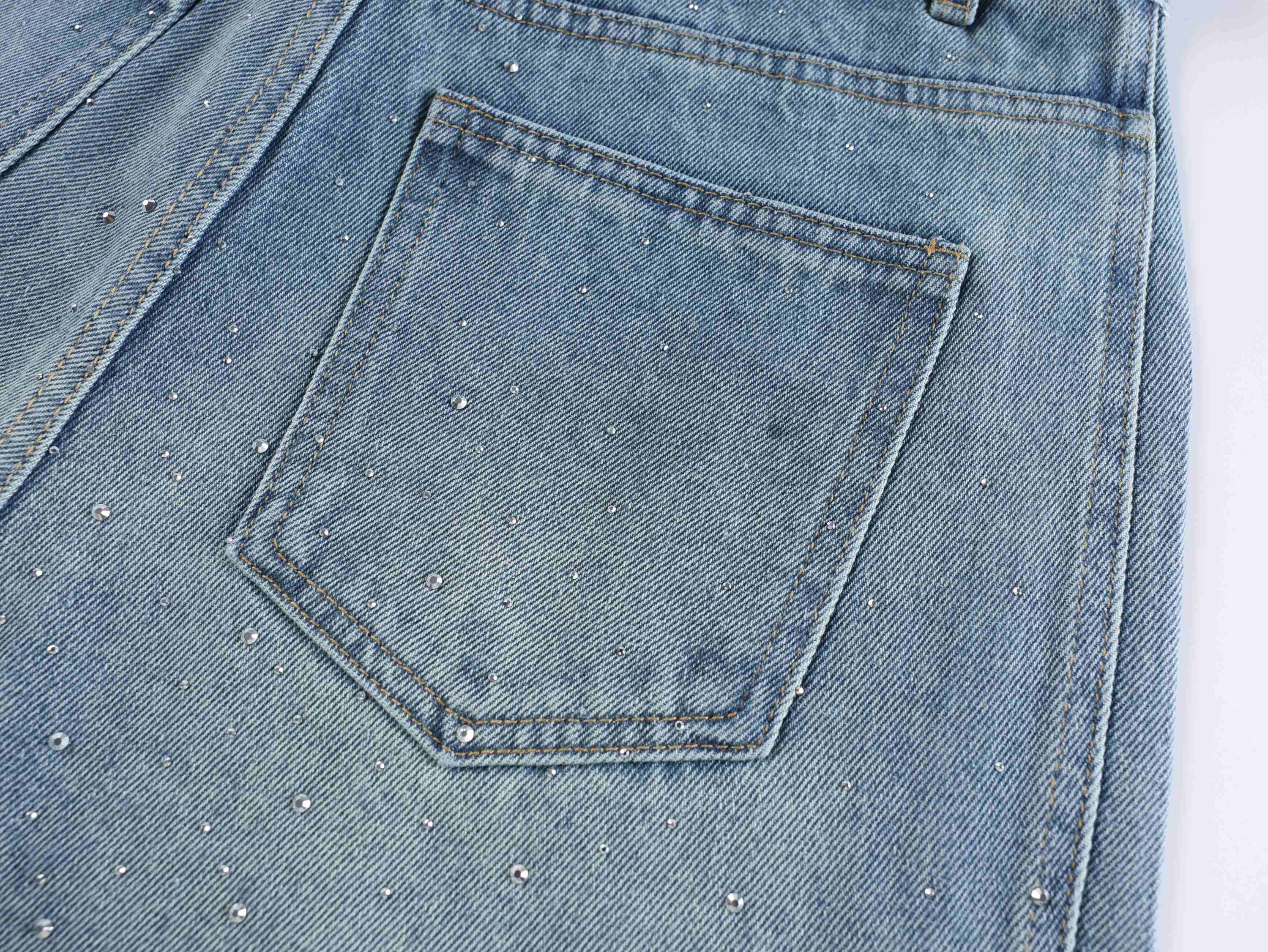 Omirad Starlight Dust Wide-Leg Baggy Jeans | Rhinestone Denim