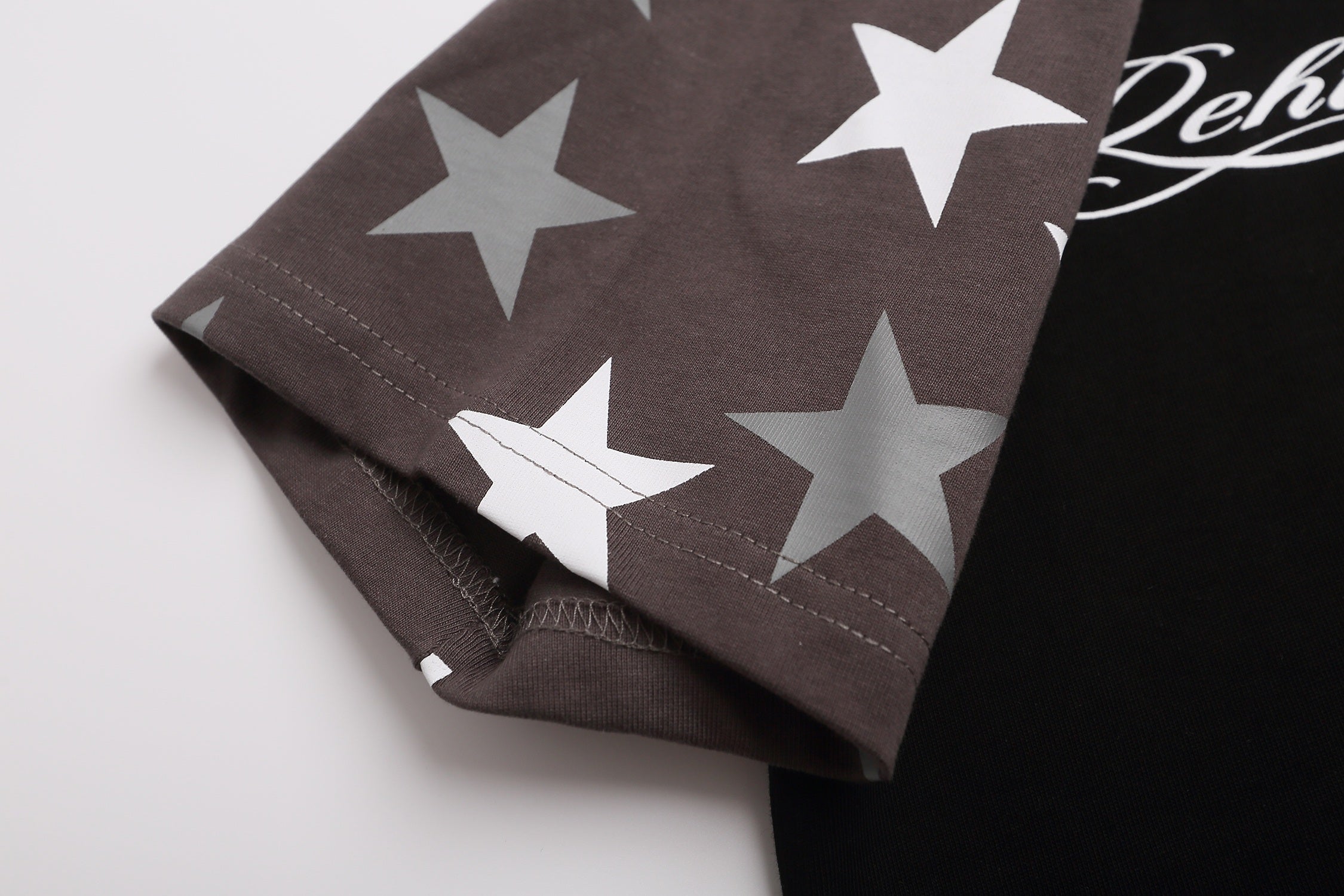 Gothic Script Star Raglan Tee | Y2K Streetwear Cotton T-Shirt