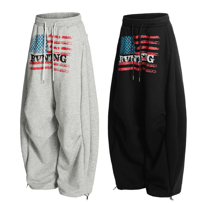 Distressed Flag Graphic Stacked Sweatpants | Oversized Streetwear