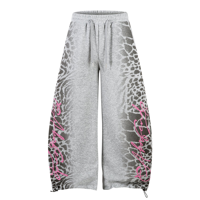 Omirad Leopard Gradient Sweatpants | Grey & Pink Graffiti