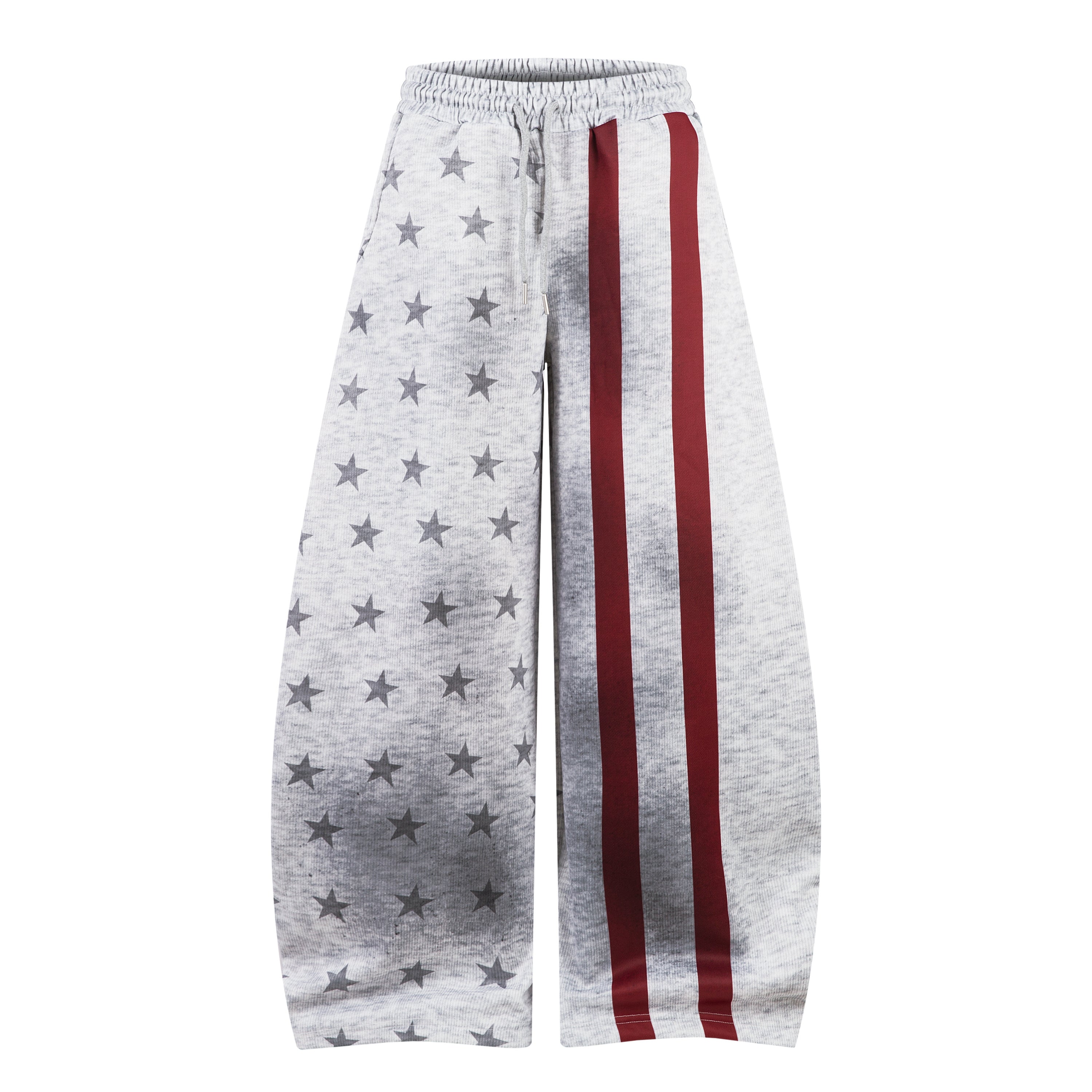 Star Print Wide-Leg Sweatpants with Contrast Side Stripes