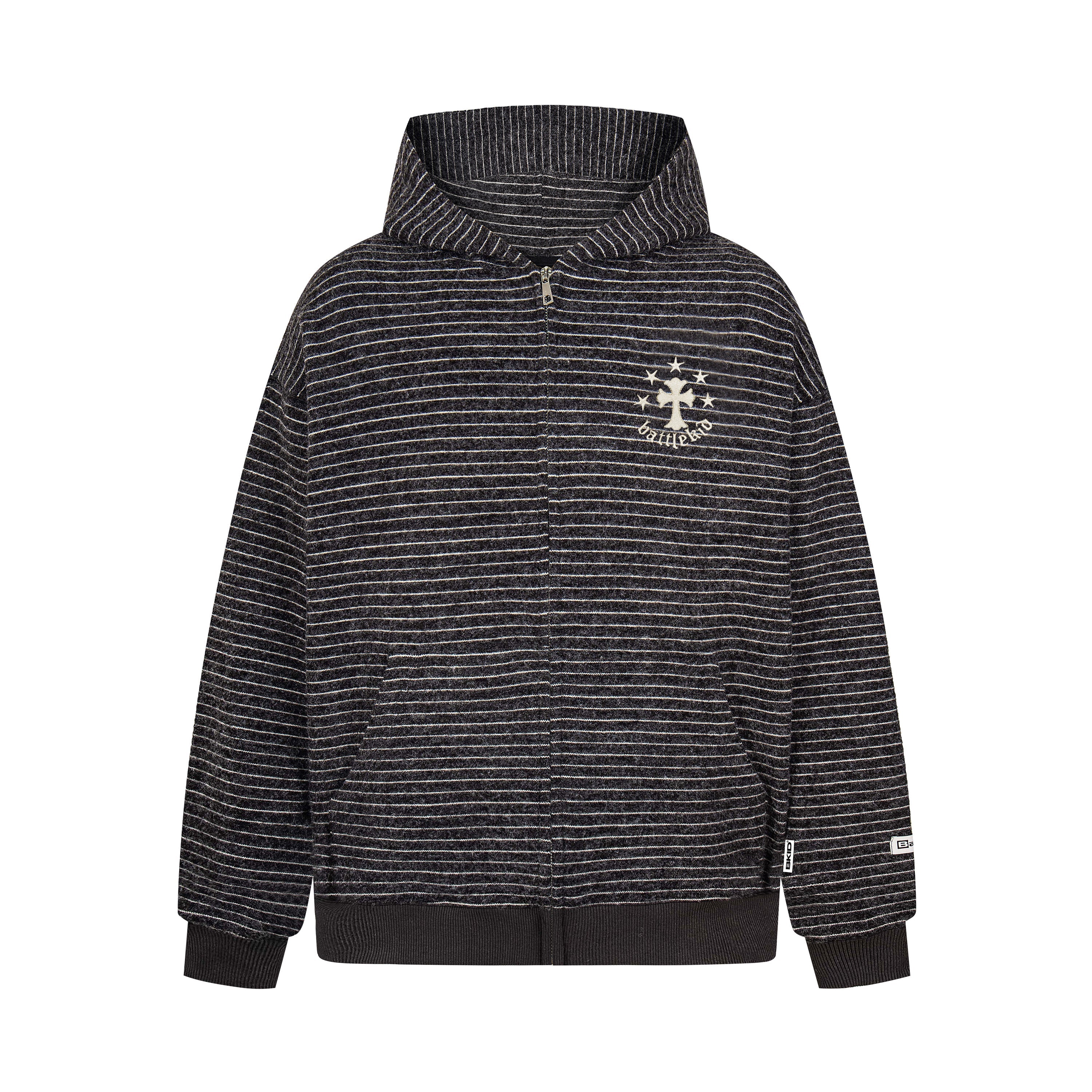Battlekid Striped Knit Zip Hoodie | Vintage Athletic Style