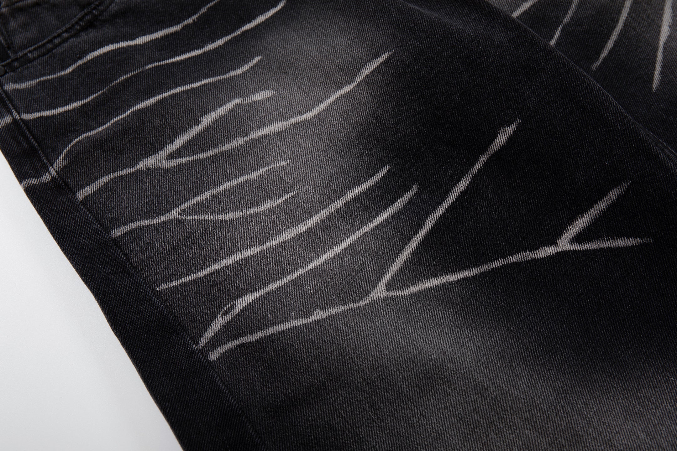 Omirad Scratch Fade Wide-Leg Jeans | Washed Black Denim