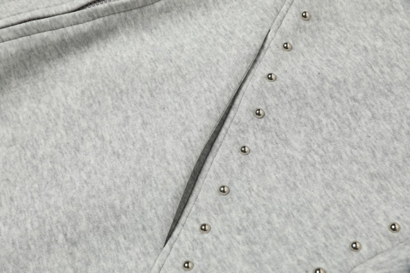 Omirad Devil Horn Studded High-Neck Zip Hoodie | Oversized Fit