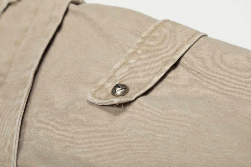 Washed Shearling-Lined Denim Hooded Bomber Jacket