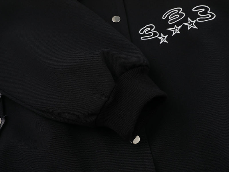 Patchwork Cat Varsity Jacket | Graphic Star Embroidery
