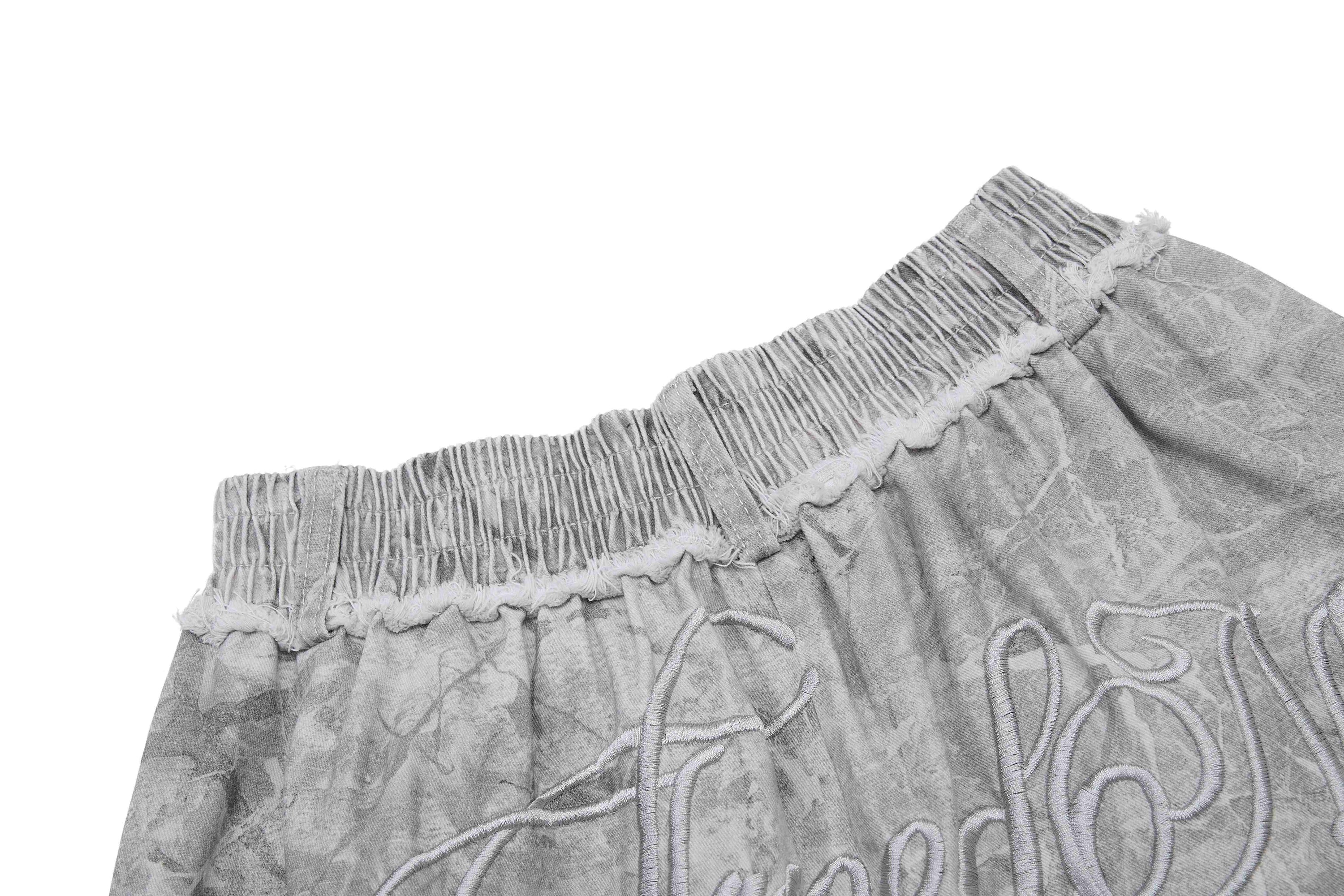 Washed Marble Wide-Leg Baggy Pants | Streetwear Denim