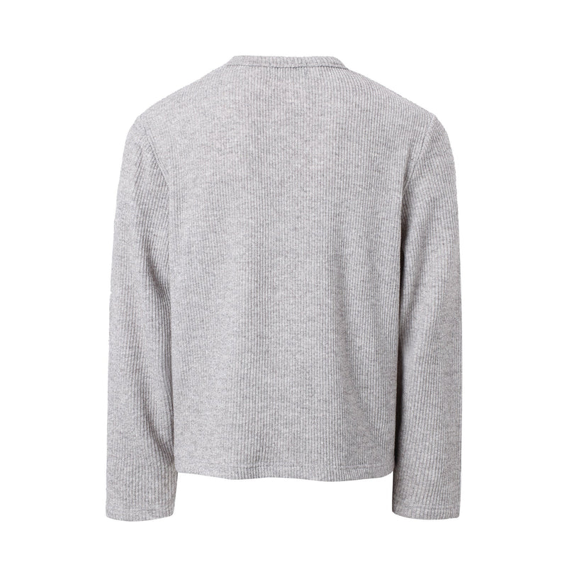 Heather gray ribbed henley tee back view