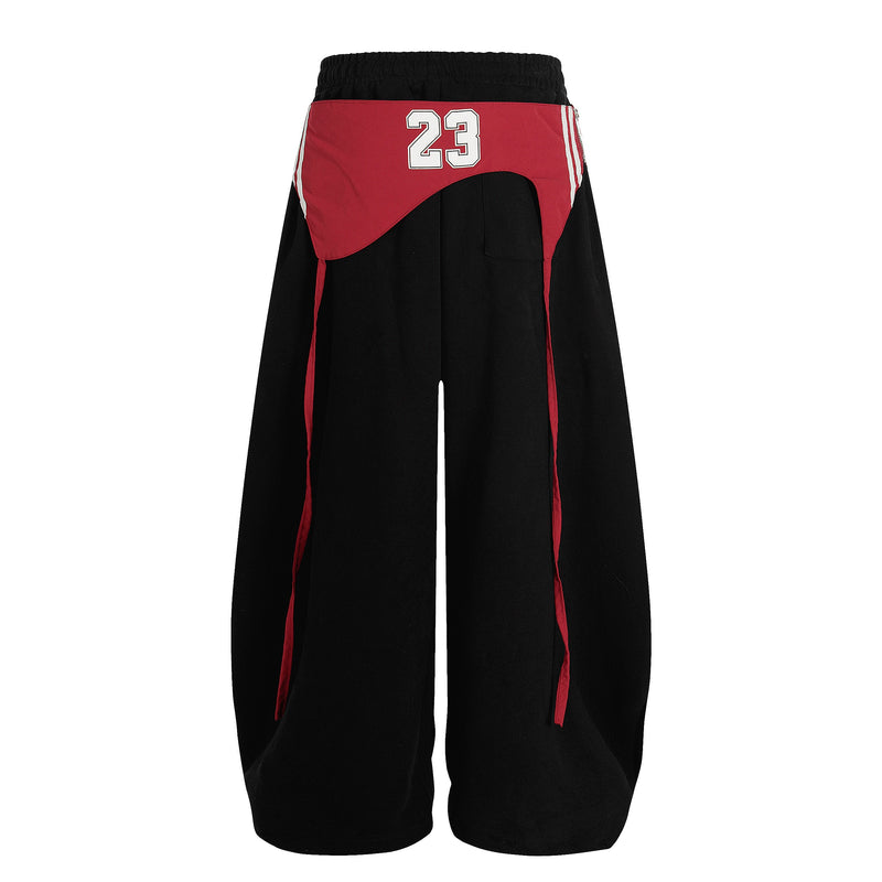 Double-Waist Retro Print Wide-Leg Track Pants | Streetwear