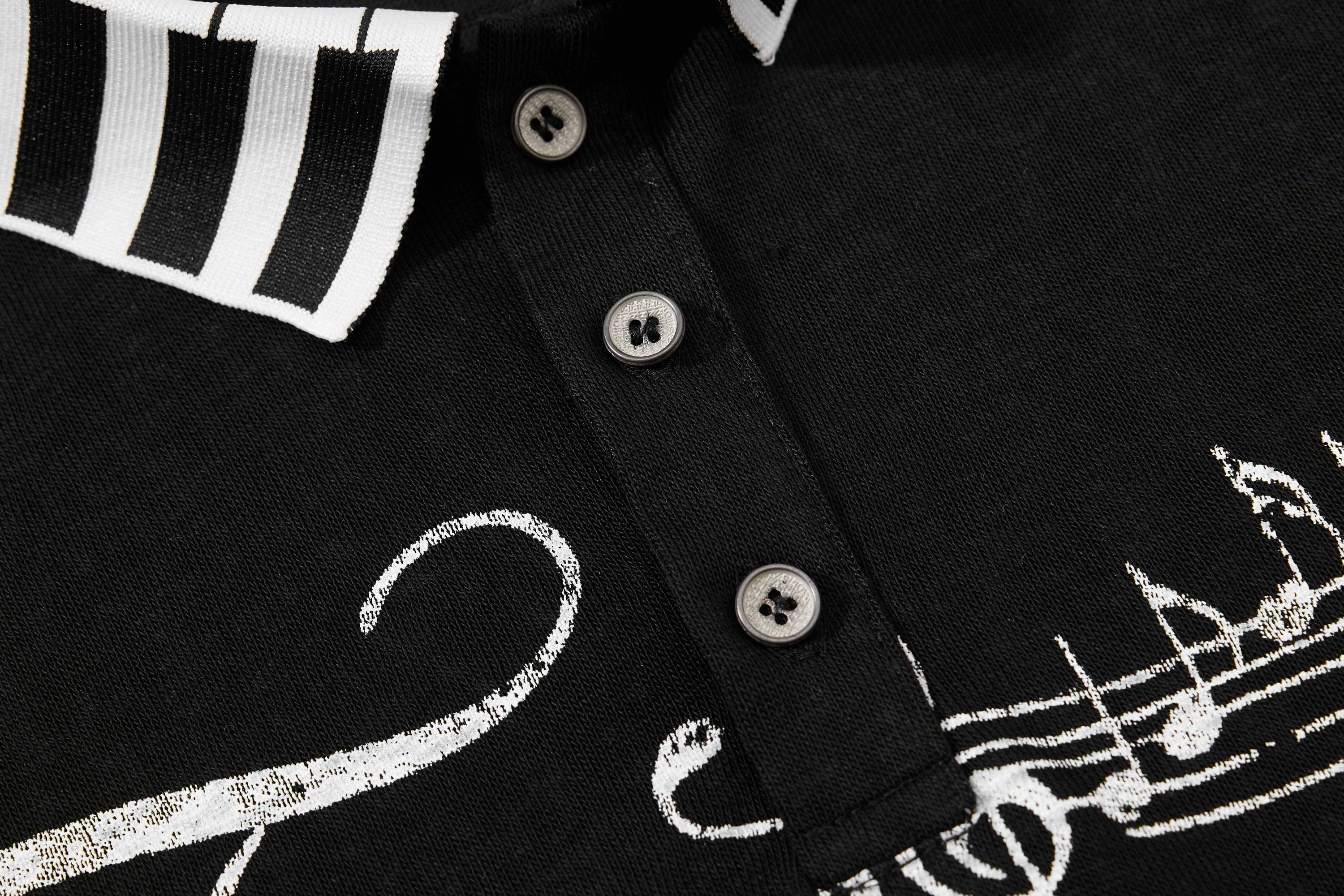 Men's Music Script Graphic Polo Shirt | Vintage Streetwear