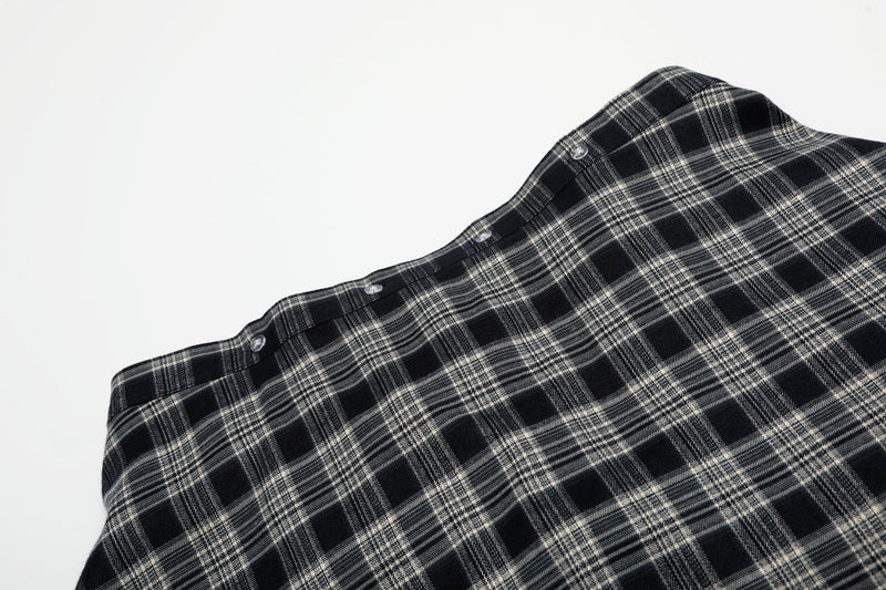 Layered Flannel Tie Wide-Leg Pants | Street Style