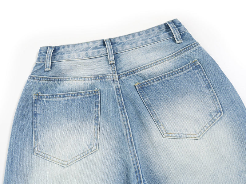 Omirad Faded Wide-Leg Jeans | Vintage Wash Streetwear Denim