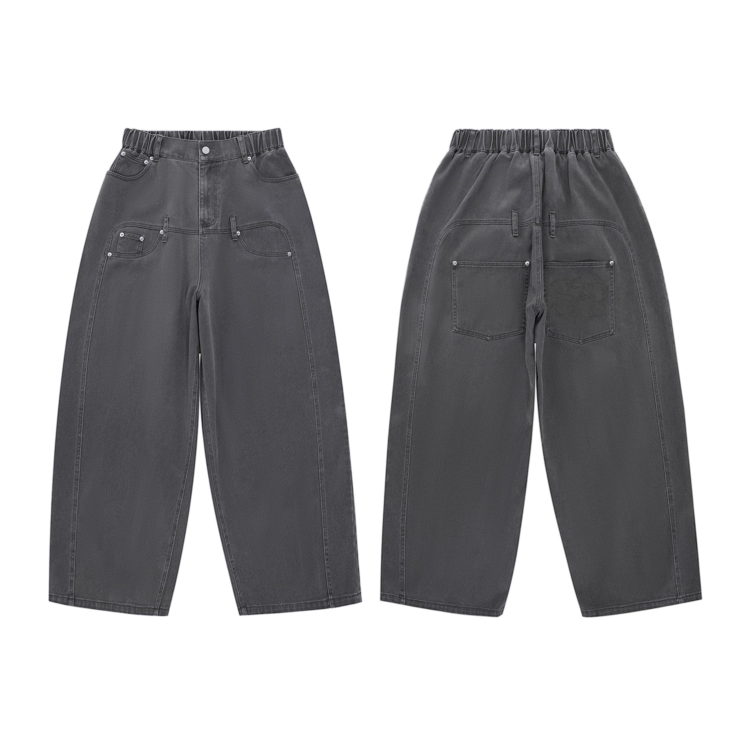 High-Waist Wide-Leg Denim Pants | Vintage Wash Cotton