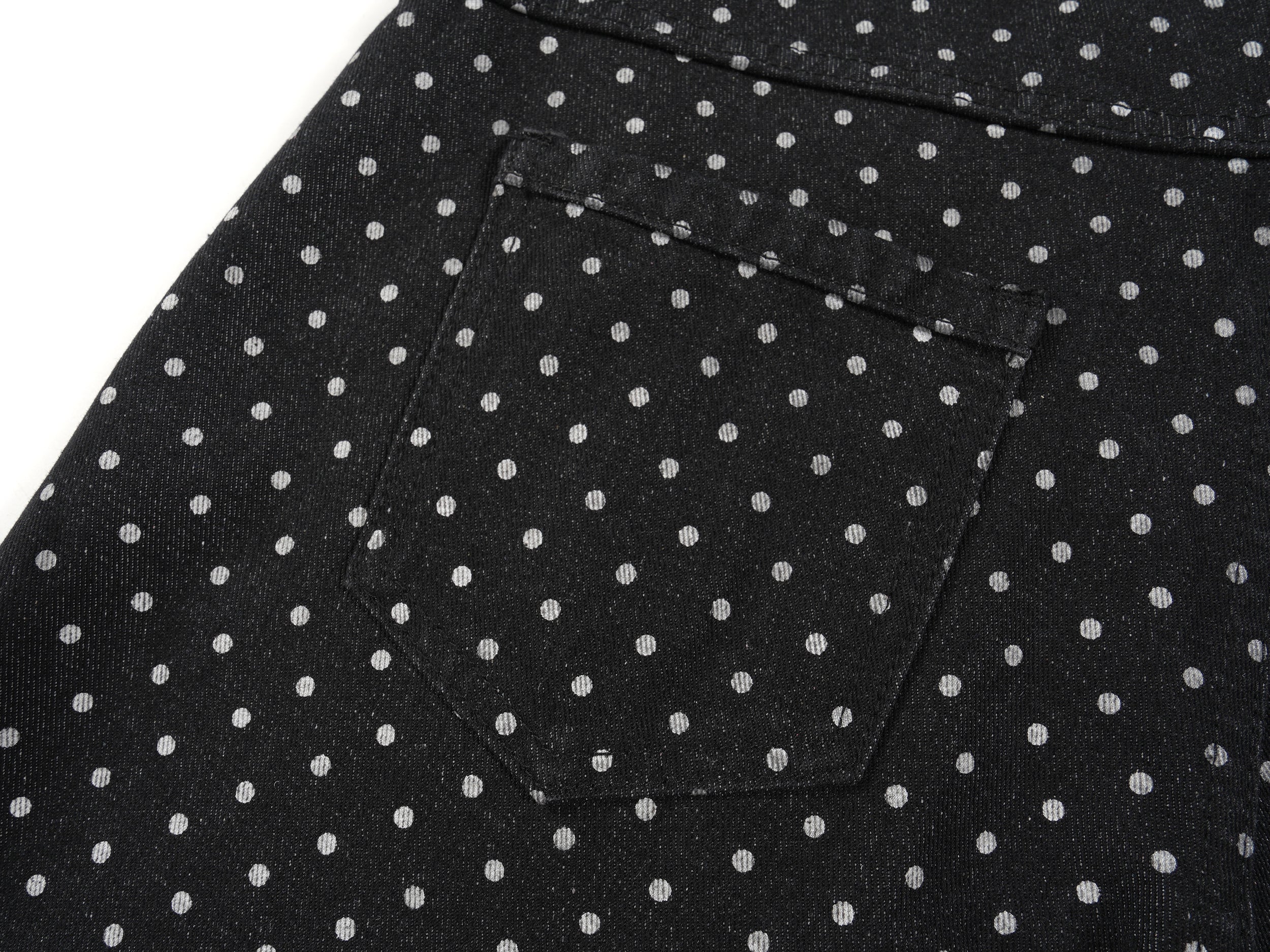 Omirad SP2 Polka-Dot Wide-Leg Denim Pants with Turn-Up Cuffs