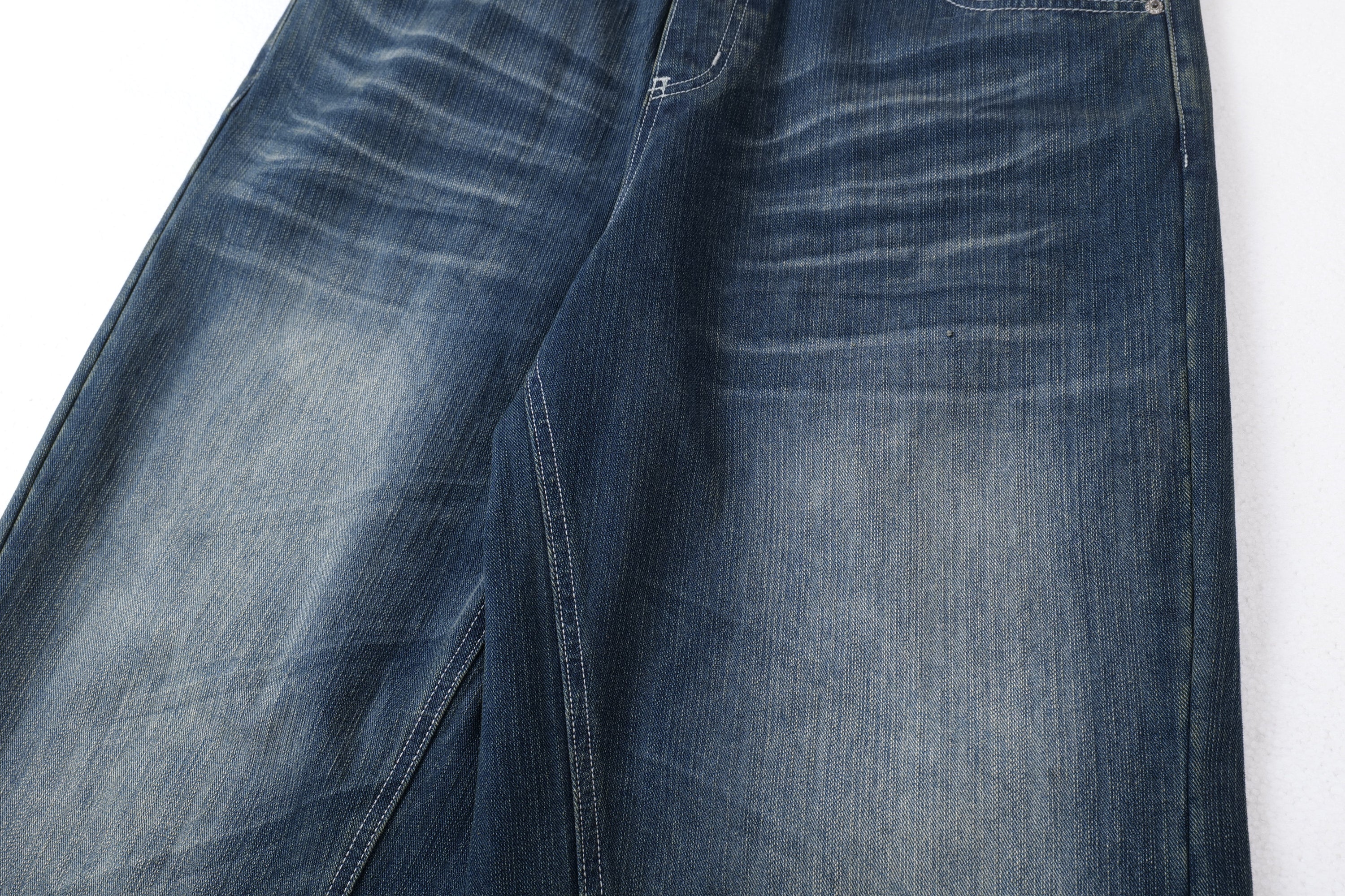 Omirad Two-Tone Washed Balloon Wide-Leg Jeans