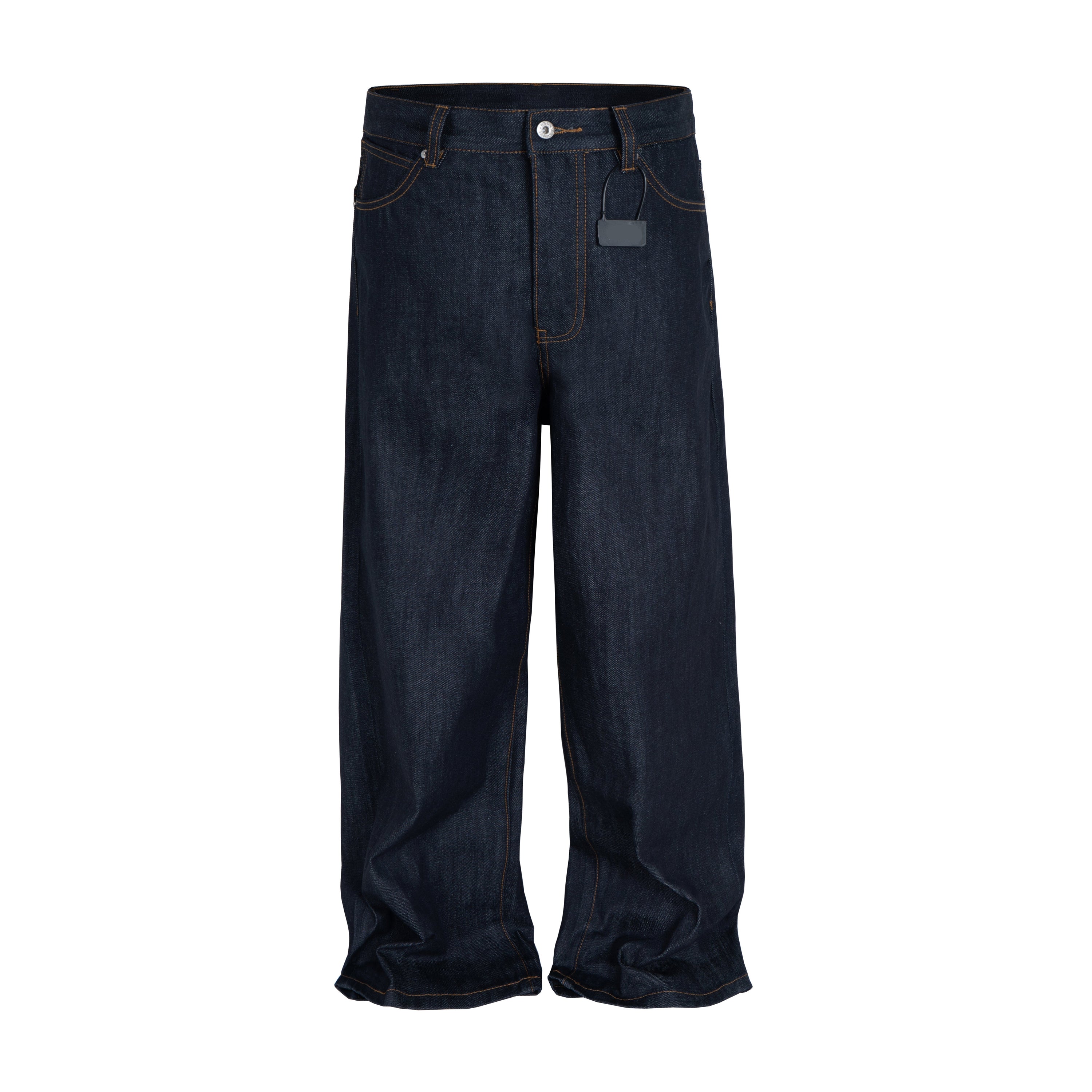 Omirad Raw Straight Denim Jeans | Stacked Hem Black