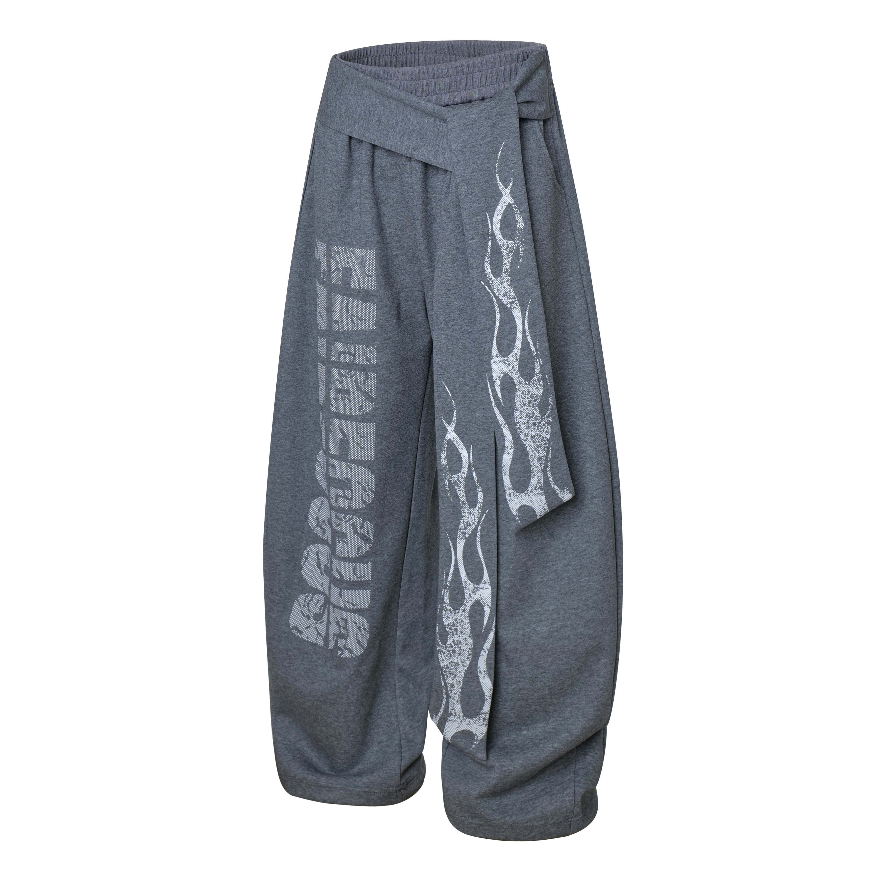 Fairfocus Flame Wrap Wide-Leg Pants | Streetwear Joggers