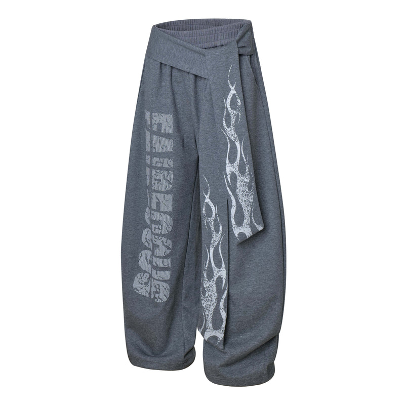 Fairfocus Flame Wrap Wide-Leg Pants | Streetwear Joggers