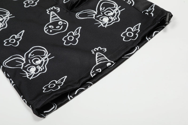 Cartoon Graphic Wide-Leg Cargo Pants | Streetwear