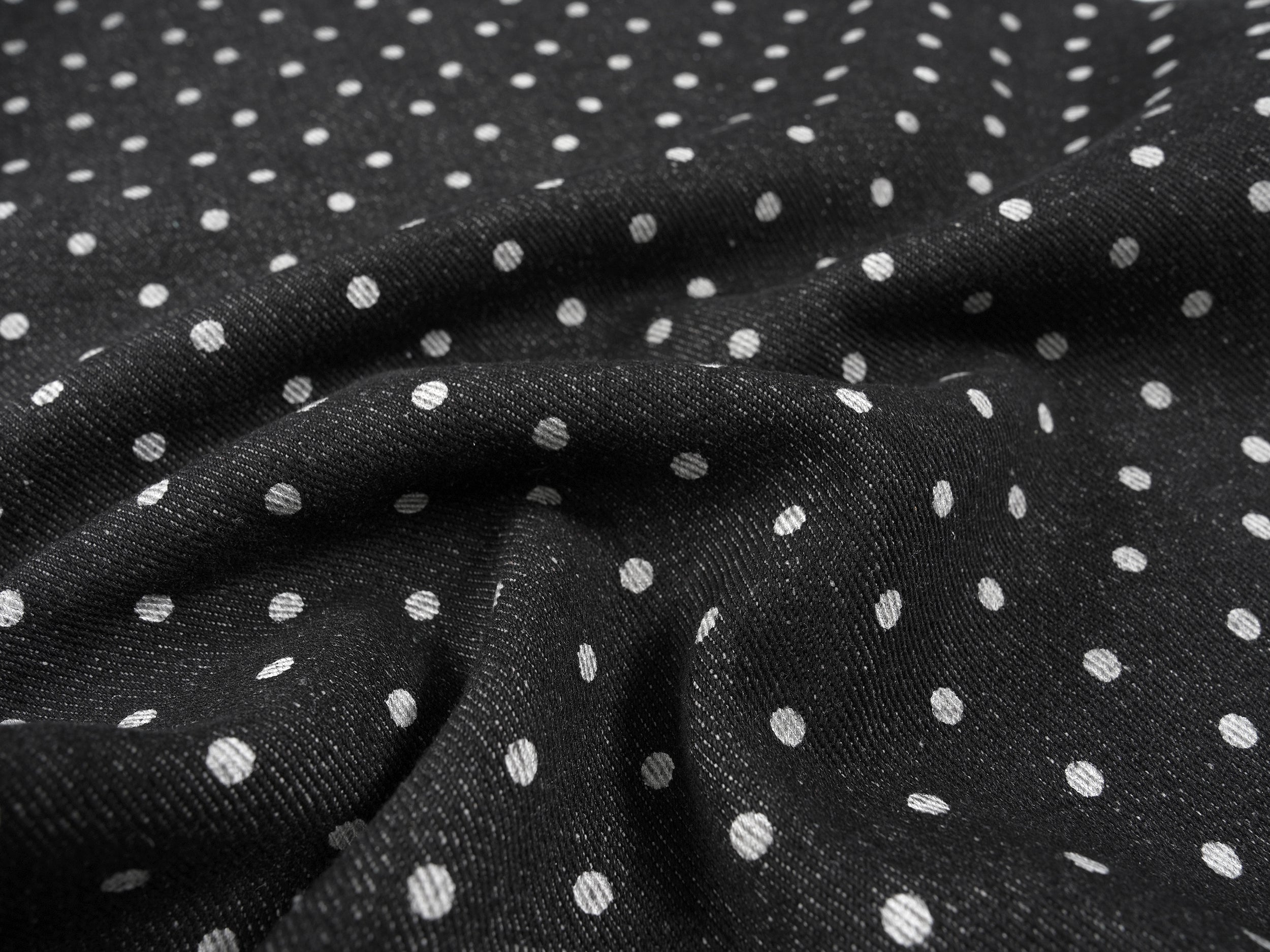Omirad SP2 Polka-Dot Wide-Leg Denim Pants with Turn-Up Cuffs