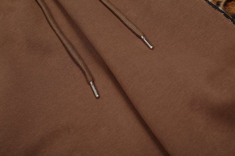 Omirad Leopard Trim Balloon Sweatpants with Chenille Patch
