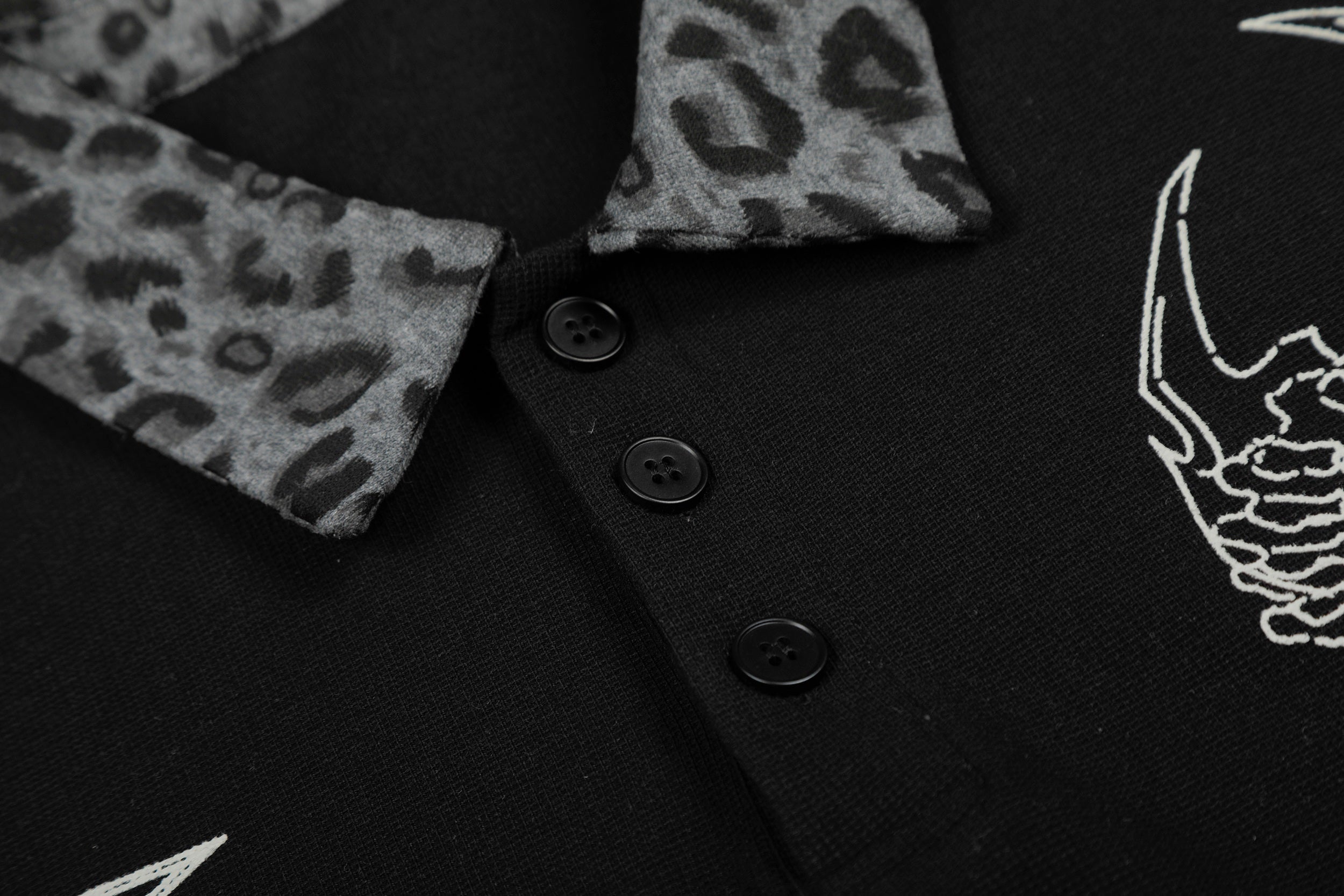 Leopard Collar Rock Graphic Polo Tee | Streetwear Polo