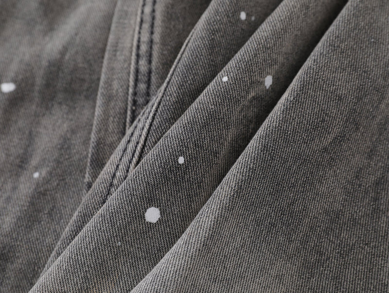 Speckled Fade Curved-Panel Wide-Leg Denim Pants | Omirad