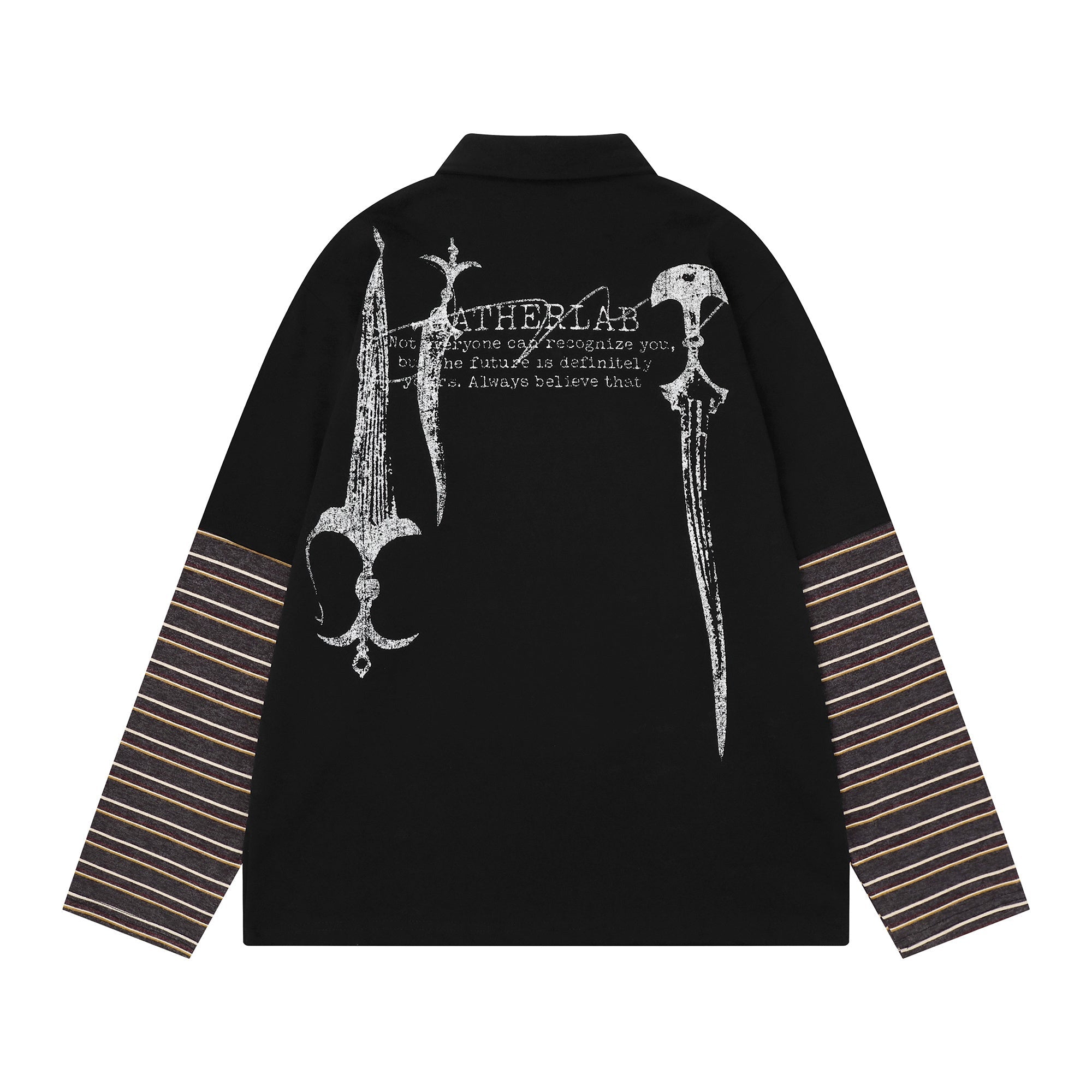 Layered Graphic Long Sleeve Polo | Streetwear Oversized Fit