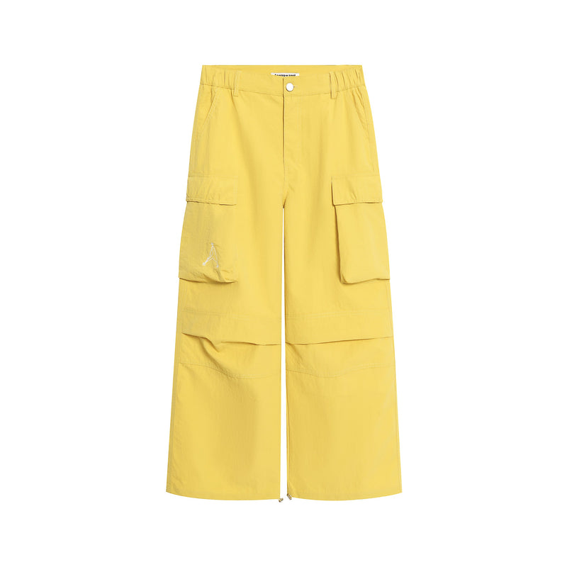 Wide-Leg Nylon Cargo Pants | Y2K Street Style